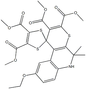 tetramethyl 9'-ethoxy-5',5'-dimethyl-5',6'-dihydrospiro(1,3-dithiole-2,1'-1H-thiopyrano[2,3-c]quinoline)-2',3',4,5-tetracarboxylate Structure