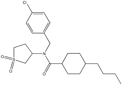 4-butyl-N-(4-chlorobenzyl)-N-(1,1-dioxidotetrahydro-3-thienyl)cyclohexanecarboxamide,,结构式