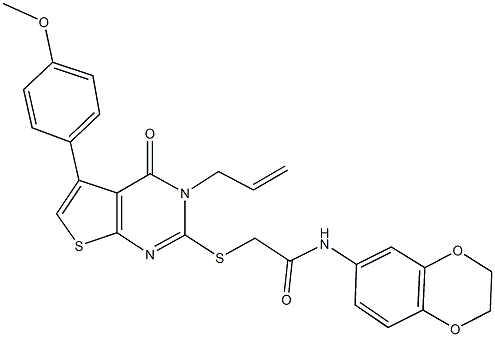 2-{[3-allyl-5-(4-methoxyphenyl)-4-oxo-3,4-dihydrothieno[2,3-d]pyrimidin-2-yl]sulfanyl}-N-(2,3-dihydro-1,4-benzodioxin-6-yl)acetamide Struktur