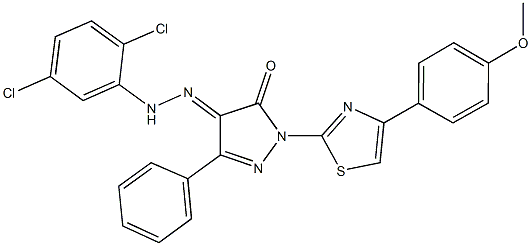 1-[4-(4-methoxyphenyl)-1,3-thiazol-2-yl]-3-phenyl-1H-pyrazole-4,5-dione 4-[(2,5-dichlorophenyl)hydrazone] 结构式