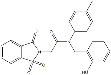 2-(1,1-dioxido-3-oxo-1,2-benzisothiazol-2(3H)-yl)-N-(2-hydroxybenzyl)-N-(4-methylphenyl)acetamide 结构式