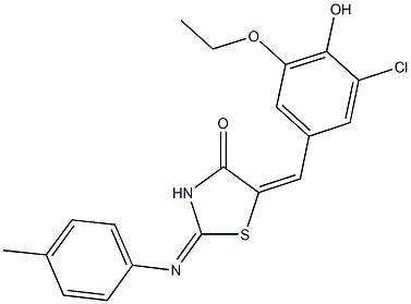 5-(3-chloro-5-ethoxy-4-hydroxybenzylidene)-2-[(4-methylphenyl)imino]-1,3-thiazolidin-4-one Structure