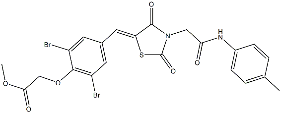 methyl [2,6-dibromo-4-({2,4-dioxo-3-[2-oxo-2-(4-toluidino)ethyl]-1,3-thiazolidin-5-ylidene}methyl)phenoxy]acetate