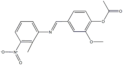 4-[({3-nitro-2-methylphenyl}imino)methyl]-2-methoxyphenyl acetate 化学構造式