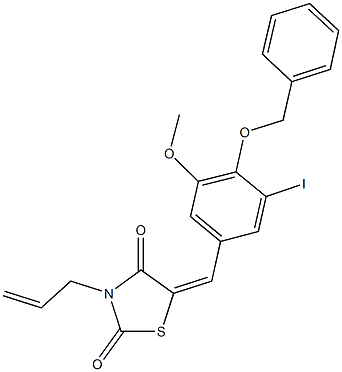 3-allyl-5-[4-(benzyloxy)-3-iodo-5-methoxybenzylidene]-1,3-thiazolidine-2,4-dione 结构式