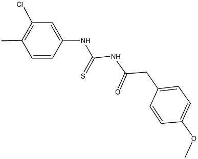 N-(3-chloro-4-methylphenyl)-N'-[(4-methoxyphenyl)acetyl]thiourea 结构式