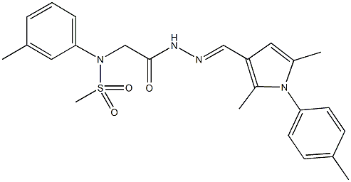 N-[2-(2-{[2,5-dimethyl-1-(4-methylphenyl)-1H-pyrrol-3-yl]methylene}hydrazino)-2-oxoethyl]-N-(3-methylphenyl)methanesulfonamide,,结构式