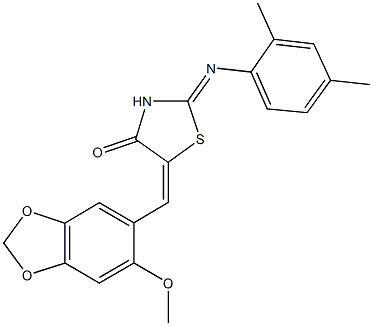 2-[(2,4-dimethylphenyl)imino]-5-[(6-methoxy-1,3-benzodioxol-5-yl)methylene]-1,3-thiazolidin-4-one