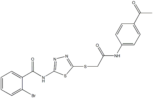 N-(5-{[2-(4-acetylanilino)-2-oxoethyl]sulfanyl}-1,3,4-thiadiazol-2-yl)-2-bromobenzamide Structure