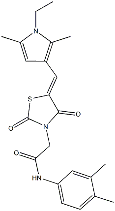 N-(3,4-dimethylphenyl)-2-{5-[(1-ethyl-2,5-dimethyl-1H-pyrrol-3-yl)methylene]-2,4-dioxo-1,3-thiazolidin-3-yl}acetamide Structure