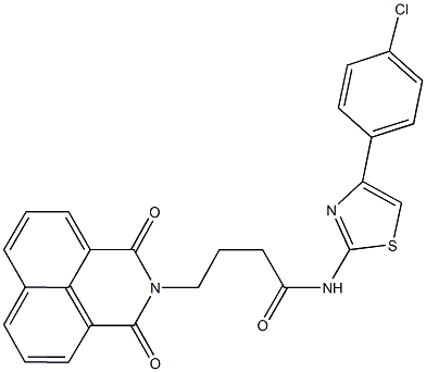 N-[4-(4-chlorophenyl)-1,3-thiazol-2-yl]-4-(1,3-dioxo-1H-benzo[de]isoquinolin-2(3H)-yl)butanamide 化学構造式