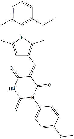 5-{[1-(2-ethyl-6-methylphenyl)-2,5-dimethyl-1H-pyrrol-3-yl]methylene}-1-(4-methoxyphenyl)-2-thioxodihydro-4,6(1H,5H)-pyrimidinedione|