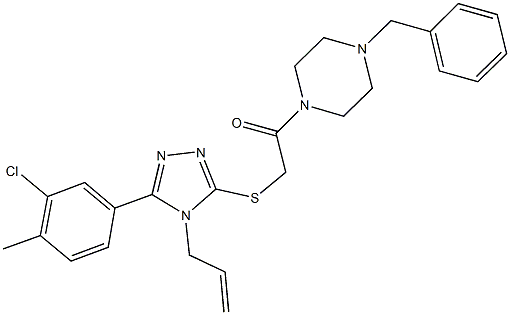 4-allyl-5-(3-chloro-4-methylphenyl)-4H-1,2,4-triazol-3-yl 2-(4-benzyl-1-piperazinyl)-2-oxoethyl sulfide,,结构式