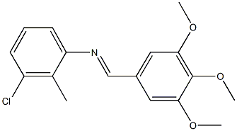 N-(3-chloro-2-methylphenyl)-N-(3,4,5-trimethoxybenzylidene)amine 化学構造式