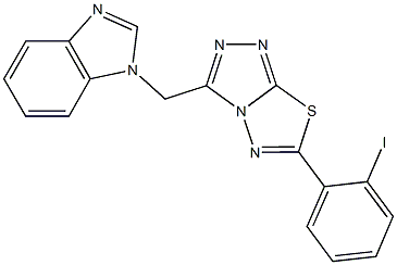 1-{[6-(2-iodophenyl)[1,2,4]triazolo[3,4-b][1,3,4]thiadiazol-3-yl]methyl}-1H-benzimidazole Structure