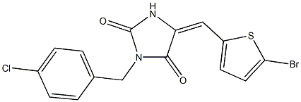 5-[(5-bromo-2-thienyl)methylene]-3-(4-chlorobenzyl)-2,4-imidazolidinedione,,结构式