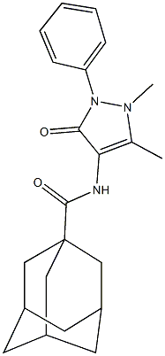 N-(1,5-dimethyl-3-oxo-2-phenyl-2,3-dihydro-1H-pyrazol-4-yl)-1-adamantanecarboxamide Struktur