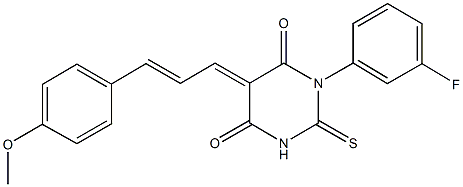 1-(3-fluorophenyl)-5-[3-(4-methoxyphenyl)prop-2-enylidene]-2-thioxodihydropyrimidine-4,6(1H,5H)-dione Structure
