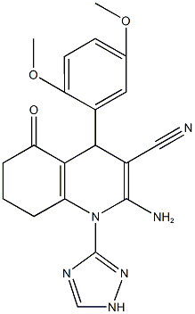 2-amino-4-(2,5-dimethoxyphenyl)-5-oxo-1-(1H-1,2,4-triazol-3-yl)-1,4,5,6,7,8-hexahydro-3-quinolinecarbonitrile
