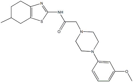 2-[4-(3-methoxyphenyl)-1-piperazinyl]-N-(6-methyl-4,5,6,7-tetrahydro-1,3-benzothiazol-2-yl)acetamide Structure