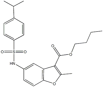 butyl 5-{[(4-isopropylphenyl)sulfonyl]amino}-2-methyl-1-benzofuran-3-carboxylate 化学構造式