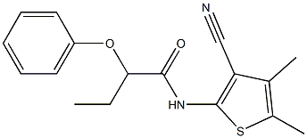 N-(3-cyano-4,5-dimethyl-2-thienyl)-2-phenoxybutanamide Struktur