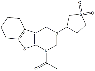 1-acetyl-3-(1,1-dioxidotetrahydro-3-thienyl)-1,2,3,4,5,6,7,8-octahydro[1]benzothieno[2,3-d]pyrimidine,,结构式