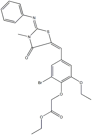 ethyl (2-bromo-6-ethoxy-4-{[3-methyl-4-oxo-2-(phenylimino)-1,3-thiazolidin-5-ylidene]methyl}phenoxy)acetate