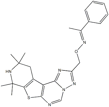 1-phenylethanone O-[(8,8,10,10-tetramethyl-8,9,10,11-tetrahydropyrido[4',3':4,5]thieno[3,2-e][1,2,4]triazolo[1,5-c]pyrimidin-2-yl)methyl]oxime,,结构式