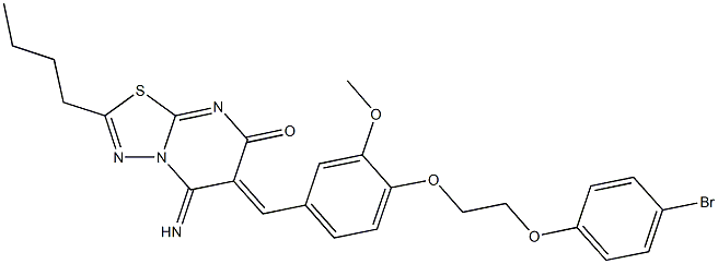 6-{4-[2-(4-bromophenoxy)ethoxy]-3-methoxybenzylidene}-2-butyl-5-imino-5,6-dihydro-7H-[1,3,4]thiadiazolo[3,2-a]pyrimidin-7-one Structure