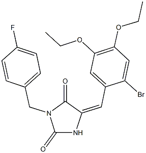 5-(2-bromo-4,5-diethoxybenzylidene)-3-(4-fluorobenzyl)imidazolidine-2,4-dione Struktur