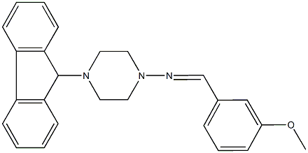 4-(9H-fluoren-9-yl)-N-(3-methoxybenzylidene)-1-piperazinamine 结构式