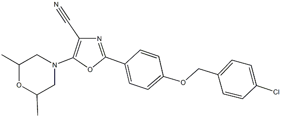 2-{4-[(4-chlorobenzyl)oxy]phenyl}-5-(2,6-dimethyl-4-morpholinyl)-1,3-oxazole-4-carbonitrile|