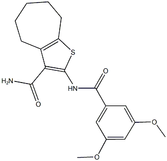 2-[(3,5-dimethoxybenzoyl)amino]-5,6,7,8-tetrahydro-4H-cyclohepta[b]thiophene-3-carboxamide 结构式