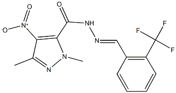 4-nitro-1,3-dimethyl-N'-[2-(trifluoromethyl)benzylidene]-1H-pyrazole-5-carbohydrazide,,结构式