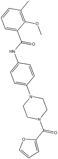 N-{4-[4-(2-furoyl)-1-piperazinyl]phenyl}-2-methoxy-3-methylbenzamide Struktur