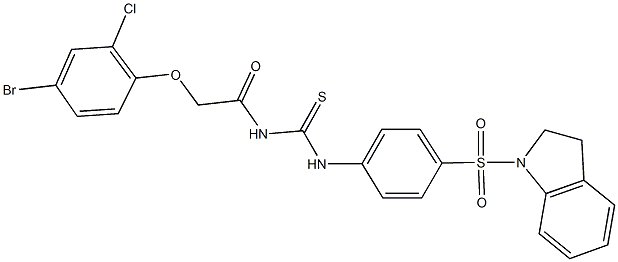 N-[(4-bromo-2-chlorophenoxy)acetyl]-N'-[4-(2,3-dihydro-1H-indol-1-ylsulfonyl)phenyl]thiourea Structure