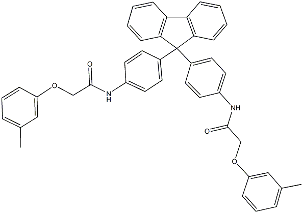 2-(3-methylphenoxy)-N-{4-[9-(4-{[(3-methylphenoxy)acetyl]amino}phenyl)-9H-fluoren-9-yl]phenyl}acetamide Struktur