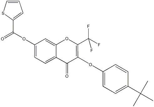 3-(4-tert-butylphenoxy)-4-oxo-2-(trifluoromethyl)-4H-chromen-7-yl 2-thiophenecarboxylate 化学構造式