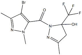 1-[(4-bromo-1,3-dimethyl-1H-pyrazol-5-yl)carbonyl]-3-methyl-5-(trifluoromethyl)-4,5-dihydro-1H-pyrazol-5-ol Structure