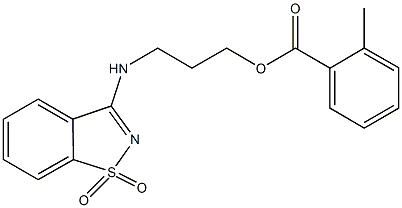 3-[(1,1-dioxido-1,2-benzisothiazol-3-yl)amino]propyl 2-methylbenzoate 化学構造式