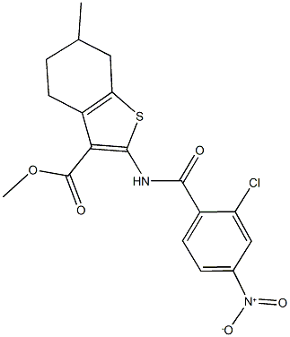 methyl 2-({2-chloro-4-nitrobenzoyl}amino)-6-methyl-4,5,6,7-tetrahydro-1-benzothiophene-3-carboxylate Structure