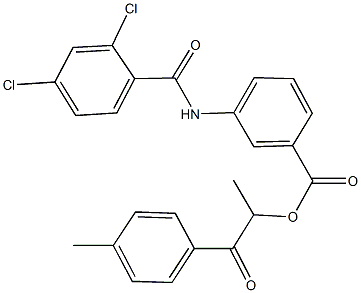 1-methyl-2-(4-methylphenyl)-2-oxoethyl 3-[(2,4-dichlorobenzoyl)amino]benzoate 化学構造式