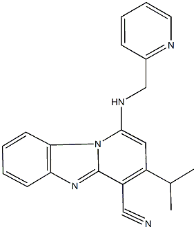 3-isopropyl-1-[(2-pyridinylmethyl)amino]pyrido[1,2-a]benzimidazole-4-carbonitrile 结构式