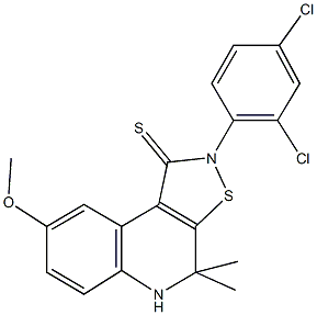 2-(2,4-dichlorophenyl)-8-methoxy-4,4-dimethyl-4,5-dihydroisothiazolo[5,4-c]quinoline-1(2H)-thione Structure