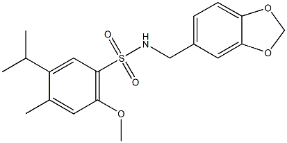 N-(1,3-benzodioxol-5-ylmethyl)-5-isopropyl-2-methoxy-4-methylbenzenesulfonamide Structure