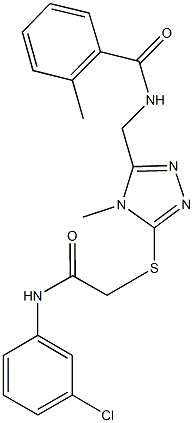 N-[(5-{[2-(3-chloroanilino)-2-oxoethyl]thio}-4-methyl-4H-1,2,4-triazol-3-yl)methyl]-2-methylbenzamide 化学構造式