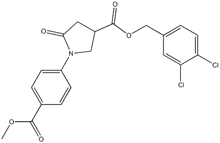 3,4-dichlorobenzyl 1-[4-(methoxycarbonyl)phenyl]-5-oxo-3-pyrrolidinecarboxylate 化学構造式