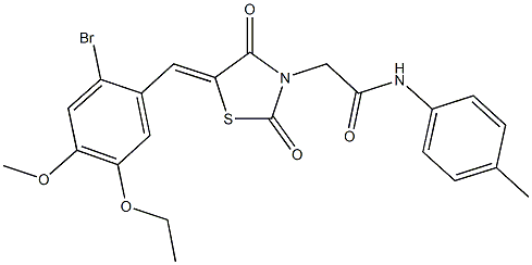 2-[5-(2-bromo-5-ethoxy-4-methoxybenzylidene)-2,4-dioxo-1,3-thiazolidin-3-yl]-N-(4-methylphenyl)acetamide Structure