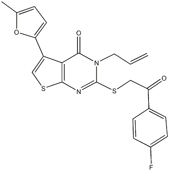 3-allyl-2-{[2-(4-fluorophenyl)-2-oxoethyl]sulfanyl}-5-(5-methyl-2-furyl)thieno[2,3-d]pyrimidin-4(3H)-one 结构式